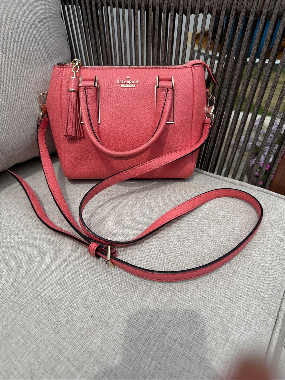 kate spade Coral Pink Pebbled Leather Mini Crossbody Bag NWOT
